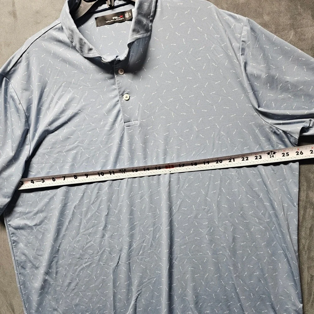 RLX Ralph Lauren Men's XL Blue RLX Logo Print Performance Golf Polo Short Sleeve